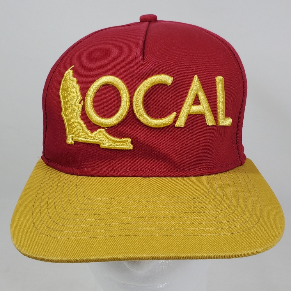 LOCAL Snap Back Red Yellow Florida Hat 3D Embroidered Flat Bill Adult Ball Cap.